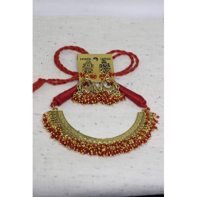 Picture of Gorgeous Party Wear Antique Silver locket Pendant Necklace / Chain Necklace / Choker Necklace for Women / Jewelry set for women Necklace - Multicolor