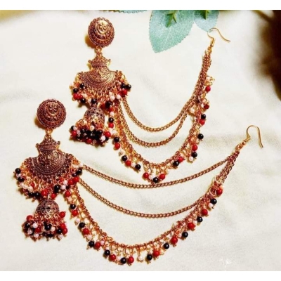 Picture of Gorgeous Party Wear Antique Silver locket Pendant Necklace / Chain Necklace / Choker Necklace for Women / Jewelry set for women Necklace - Multicolor