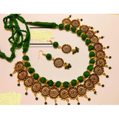 Picture of Gorgeous Party Wear Antique Silver locket Pendant Necklace / Chain Necklace / Choker Necklace for Women / Jewelry set for women Necklace - Multicolor