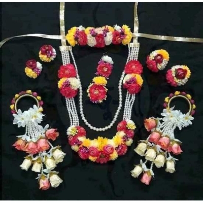 Picture of Artificial Flower Gorgeous Bridal Set  9 Piece set - Multicolor