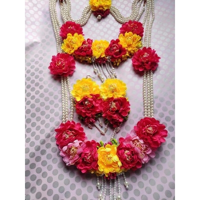 Picture of Artificial Flower Gorgeous Bridal Set  6 Piece set - Multicolor