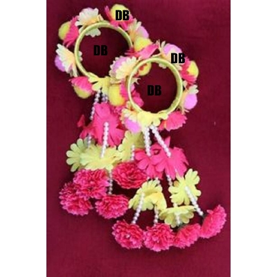 Picture of Artificial Flower Jewellery 2 Pcs Bangle/Bracelets Bridal/Holud/Boishakh Fashion For Women