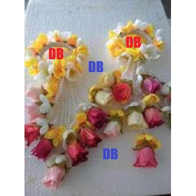 Picture of Artificial Flower Jewellery 2 Pcs Bangle/Bracelets Bridal/Holud/Boishakh Fashion For Women