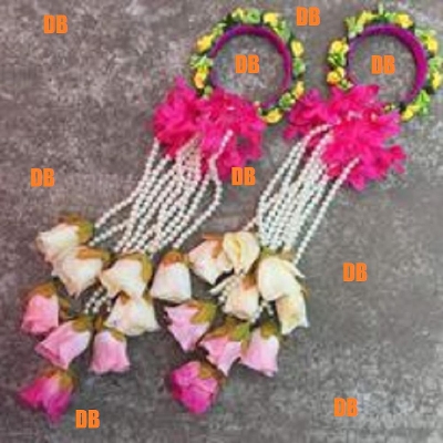 Picture of Artificial Flower Jewellery 2 Pcs Bangle/Bracelets Bridal/Holud/Boishakh Fashion For Women