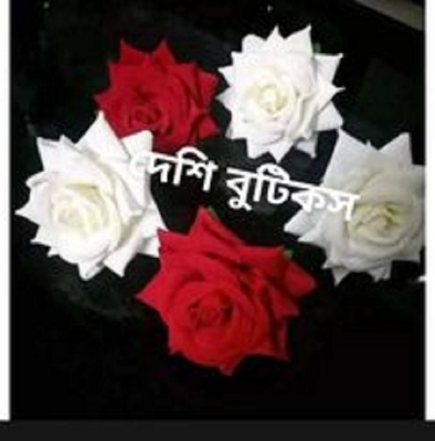 Picture of Artificial flower Rose boddy pins red & White 2 pis - Multicolor