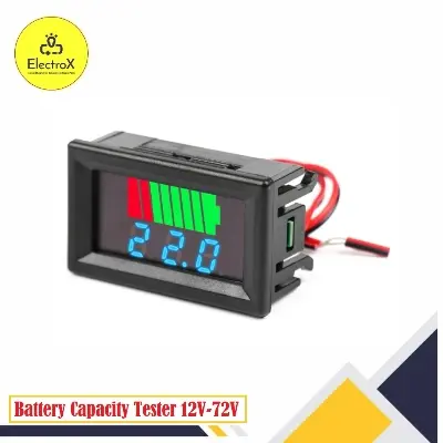 Picture of ElectroX High-Quality LED Display Battery Capacity Tester 12V-72V with Voltmeter for Lithium Batteries Black