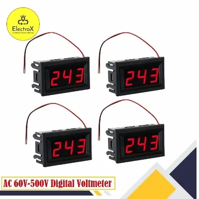 Picture of AC 60V-500V Mini Digital Voltmeter 2-Wire LED Display Panel Voltage Test Meter (RED) Red