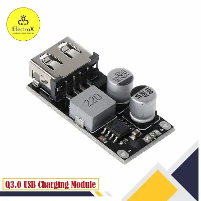 Picture of USB QC3.0 QC2.0 DC To DC Buck Converter and Fast Charging Module Black