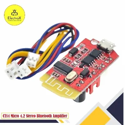 Picture of CT14 Micro 4.2 Stereo Bluetooth Power Amplifier Board Module 5VF 5W+5W Mini with Charging Port for Refitting Idle Sound Box Red