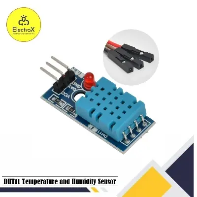 Picture of DHT11 Temperature and Humidity Sensor Module with LED & Cable for Raspberry Pi, Arduino, ESP32, and Other Microcontrollers Blue
