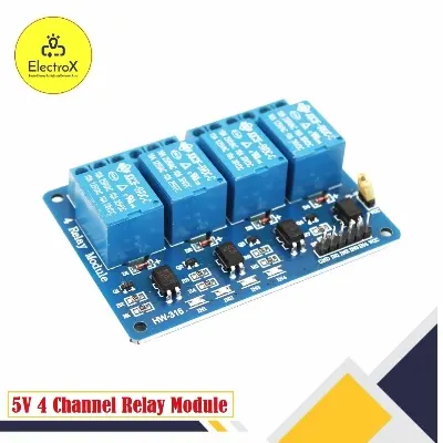 Picture of 5V 4 Channel Relay Module 4-Channel Relay Control Board with Optocoupler Relay Output 4 Way Relay Module Blue