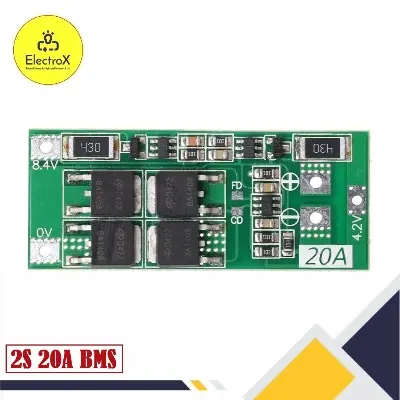 Picture of 2S 20A 7.4V 8.4V Battery Protection Board BMS Balance Version Green