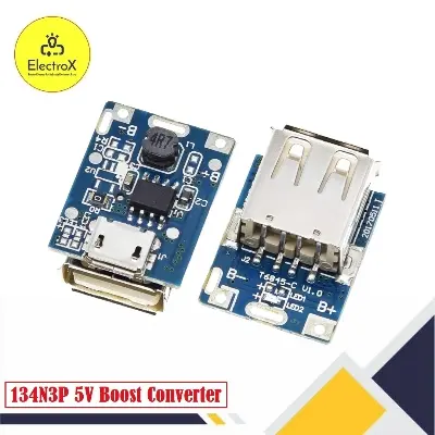 Picture of 134N3P 5V Boost Converter Step-Up Power Module Lithium Battery Charging Protection Board USB Charger Blue