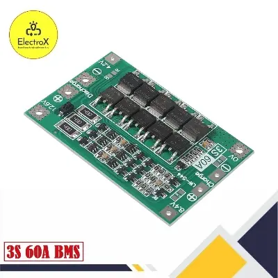 Picture of 3S 60A Bms Board Lithium Li-Ion 18650 Protection Board With Balance Green