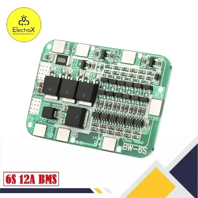 Picture of 6S 12A BMS Protection Circuit Lithium Battery Charger Board BMS Circuit Green