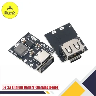 Picture of 5V 2A Lithium Battery Charging Board Type-C Input with Female Charging Module Type-C Charge Module for Electronic DIY Black