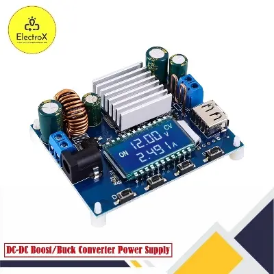 Picture of 35W DC 5.5-30V to 0.5-30V Digital LCD Display Automatic Step up Down Buck Boost Converter Supply Module Adjustable Board Blue