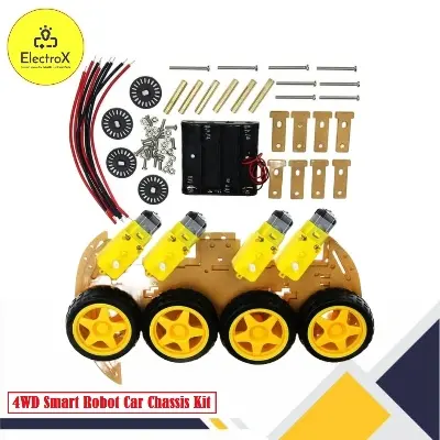 Picture of DIY 4-wheel Drive Robot Smart Car Chassis Kits with Speed Encoder for RC Car Yellow