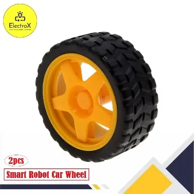 Picture of 2pcs 65mm Wheel For Toy Car Robot Smart Car Wheel Yellow