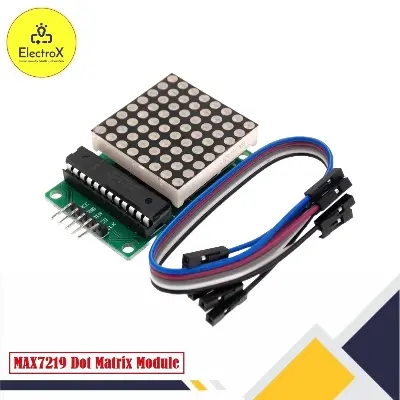 Picture of MAX7219 Dot Matrix Module 8x8 LED Display Modules for Arduino Raspberry Pi Microcontroller with 5Pin Wires Red Green