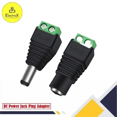 Picture of 1 pairs 5.5mm x 2.1mm 12V DC Power Male & Female Jack Connector Black