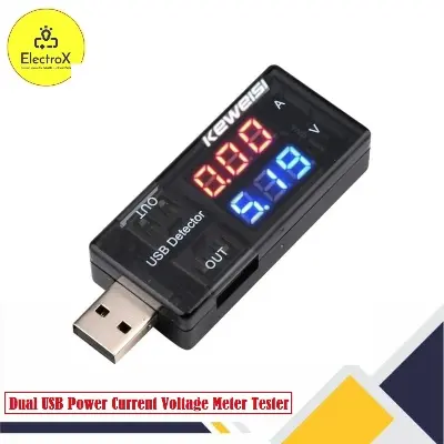 Picture of Dual USB Charger Tester Meter USB Multimeter USB Current Voltage Tester Meter USB Voltmeter Ammeter Detector Black