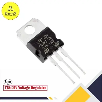 Picture of 5Pcs L7812 L7812CV LM7812 TO-220 Voltage Regulator IC Black