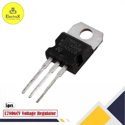 Picture of L7806CV Linear Voltage Regulator, 7806, Fixed, Positive, 11V To 35V In, 6V And 1.5A Out-(5 pcs) Black