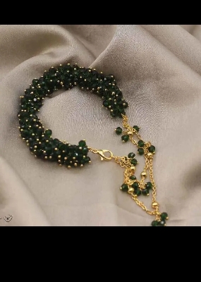 Picture of Gorgeous party wear antique golden necklace and earring set for girls and woman. - Gold