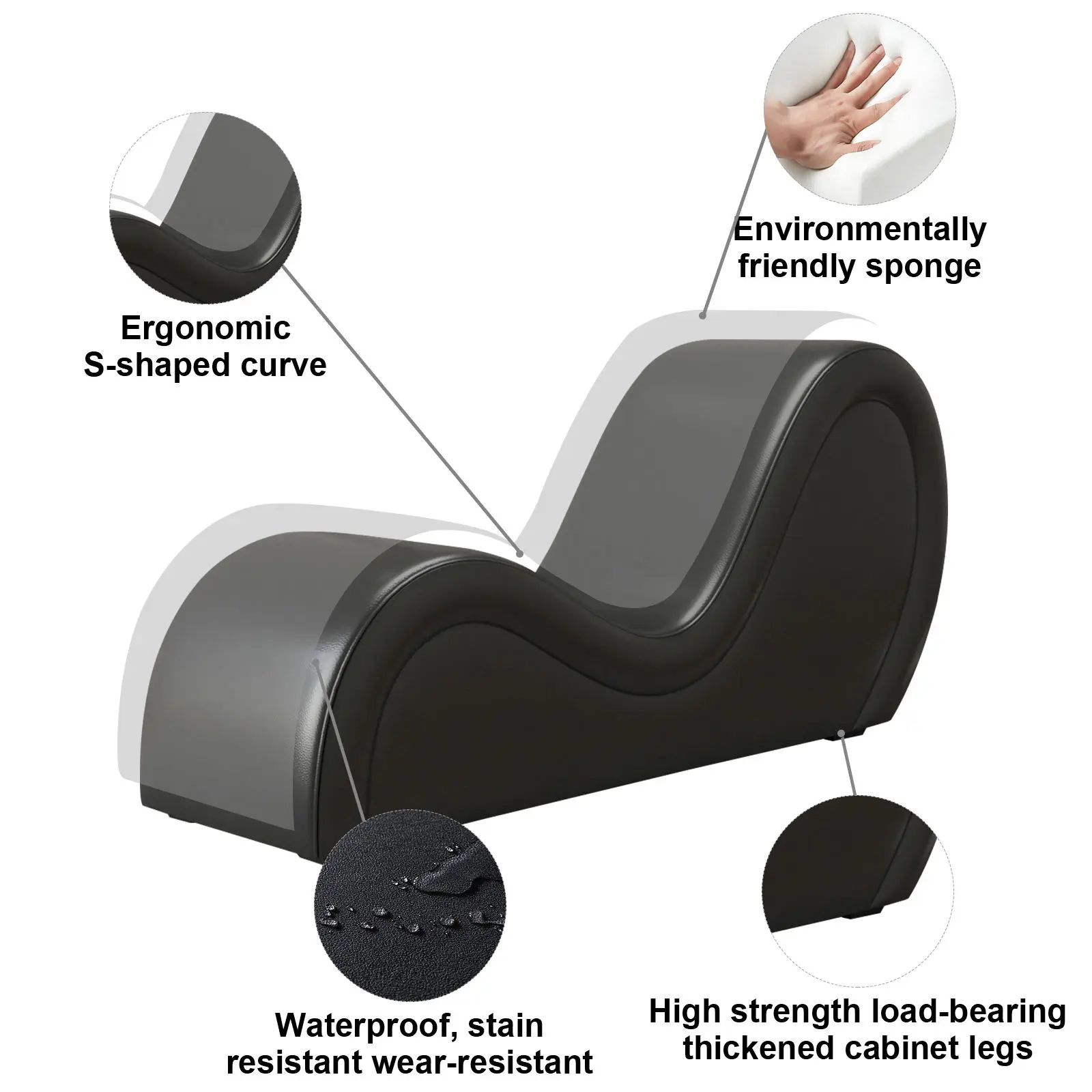 Picture of S-Shaped PU Leather Sofa, Couple Actions of Different Varieties, Bonded Stretch Perfect Couch For living room or Bedroom,  Perfect gift for your special person or lovable Friend