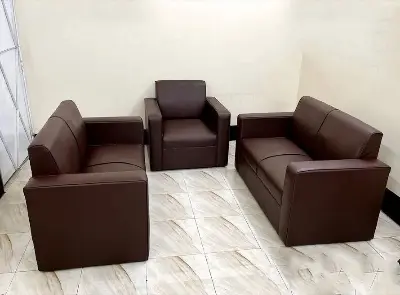 Picture of 2+2+1 Sofa for Living Room & Office - PU Leather Deep Seating & Spacious Design 5 Seater Sofa Set | Comfortable Seating Sofa | High-Density Foam and Space-Saving Seating, Ideal for Home and Office Use