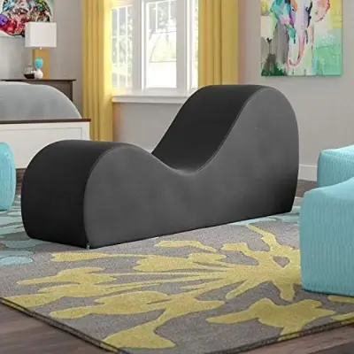 Picture of Yoga Chaise Lounge Chair for Stretching Relaxation Exercise, Ergonomic S Curved Chaise Lounge, Perfect gift for your special person or lovable friend.Full High-Density Foam Filled Yoga Chair for Indoor Living Room Bedroom Lounge, Black-Easy Clean