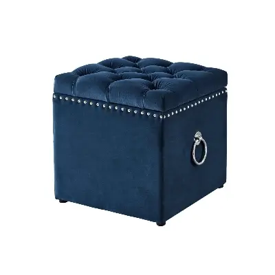 Picture of Square Sitting Sofa, Storage Stool Suitable for Bedroom, Living Room and Kitchen,Button Tufted Velvet Square Storage Ottoman with Handle for Living Room & Bedroom