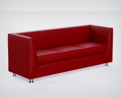 Picture of Three Seater Sofa for Living Room, Leather Straight Arms Sofa, Modern Executive Office Lounge Sofa with Metal Legs &High-Density Foam and Space-Saving Seating, Ideal for Home and Office Use