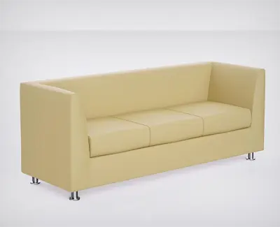 Picture of Three Seater Sofa for Living Room, Leather Straight Arms Sofa, Modern Executive Office Lounge Sofa with Metal Legs &High-Density Foam and Space-Saving Seating, Ideal for Home and Office Use