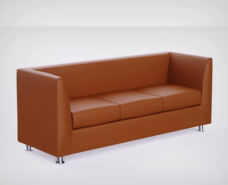 Picture of Three Seater Sofa for Living Room, Leather Straight Arms Sofa, Modern Executive Office Lounge Sofa with Metal Legs &High-Density Foam and Space-Saving Seating, Ideal for Home and Office Use