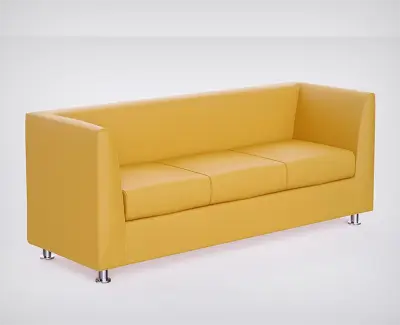 Picture of Three Seater Sofa for Living Room, Leather Straight Arms Sofa, Modern Executive Office Lounge Sofa with Metal Legs &High-Density Foam and Space-Saving Seating, Ideal for Home and Office Use