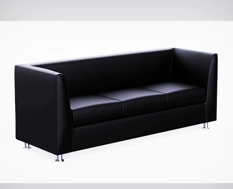 Picture of Three Seater Sofa for Living Room, Leather Straight Arms Sofa, Modern Executive Office Lounge Sofa with Metal Legs &High-Density Foam and Space-Saving Seating, Ideal for Home and Office Use