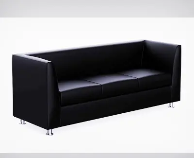Picture of Three Seater Sofa for Living Room, Leather Straight Arms Sofa, Modern Executive Office Lounge Sofa with Metal Legs &High-Density Foam and Space-Saving Seating, Ideal for Home and Office Use