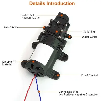 Picture of DC 12V 3A High Pressure Diaphragm Water Self Priming Pump 4 L/Min()