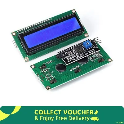 Picture of 16X2 Green LCD with I2C display module for Arduino and DIY and Hobby projects(Green)