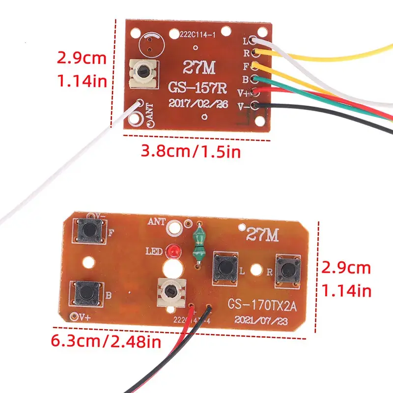 Picture of 27Mhz 4Ch Rc Remote Control Board Two-Way Rc Radio Transmitter And Receiver(Brown)