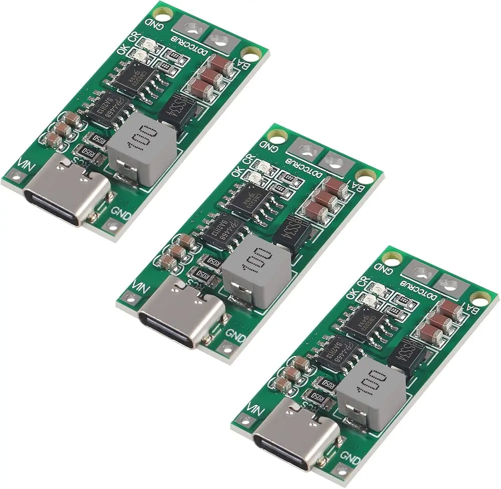 Picture of 2A 3S Type C BMS 18650 Lithium Battery Charger Board Step-up Boost Module for Li-Po Polymer Power Bank(Green)