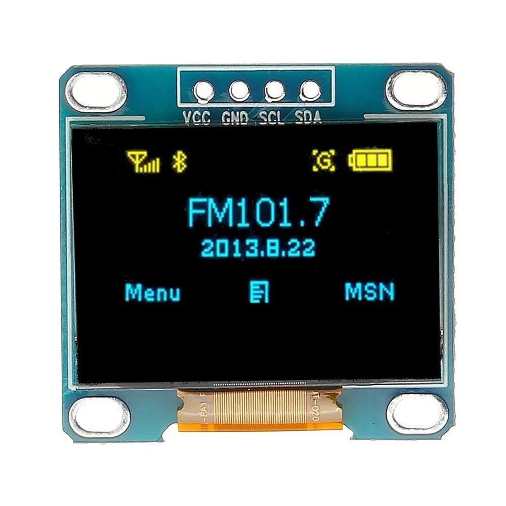 Picture of 0.96 Inch OLED Module 12864 128x64 Yellow Blue SSD1306 Driver I2C Serial Self-Luminous Display Board for Arduino Raspberry Pi Pico and Diy projects(Black)