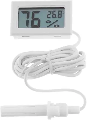 Picture of Digital Mini Temperature (Celsius) Humidity Gauge Thermometer Hygrometer for Cars, Incubators and Brooders(White)