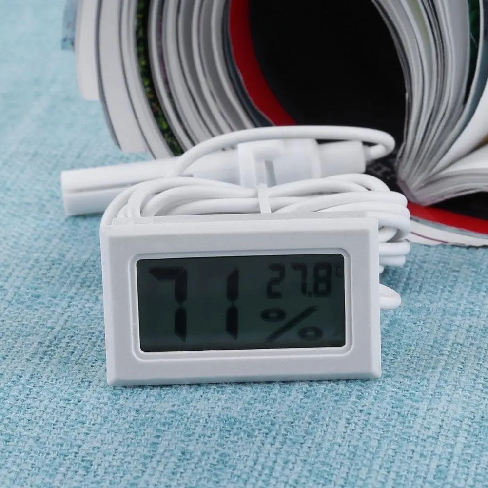 Picture of Digital Mini Temperature (Celsius) Humidity Gauge Thermometer Hygrometer for Cars, Incubators and Brooders(White)