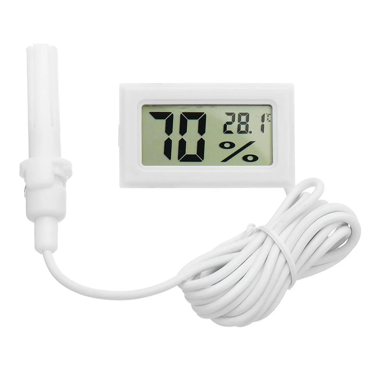 Picture of Digital Mini Temperature (Celsius) Humidity Gauge Thermometer Hygrometer for Cars, Incubators and Brooders(White)