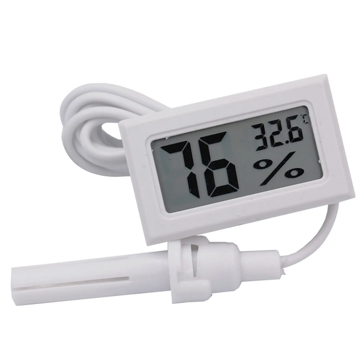 Picture of Digital Mini Temperature (Celsius) Humidity Gauge Thermometer Hygrometer for Cars, Incubators and Brooders(White)