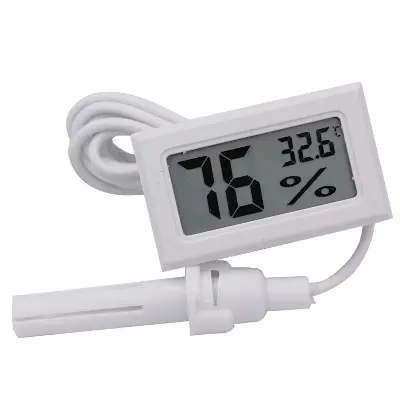 Picture of Digital Mini Temperature (Celsius) Humidity Gauge Thermometer Hygrometer for Cars, Incubators and Brooders(White)