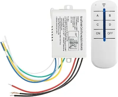 Picture of 4 Channels ON/Off 220V Remote Control Switch Digital Remote Control Switch for Lamp & Light(White)